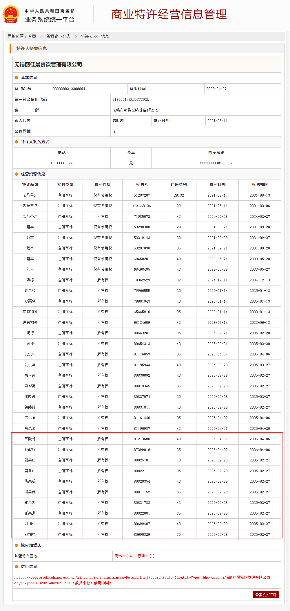 案例分享|一帜企业助力无锡丽佳晨餐饮成功新增备案品牌!(图1) 案例分享|一帜企业助力无锡丽佳晨餐饮成功新增备案品牌!(图1)